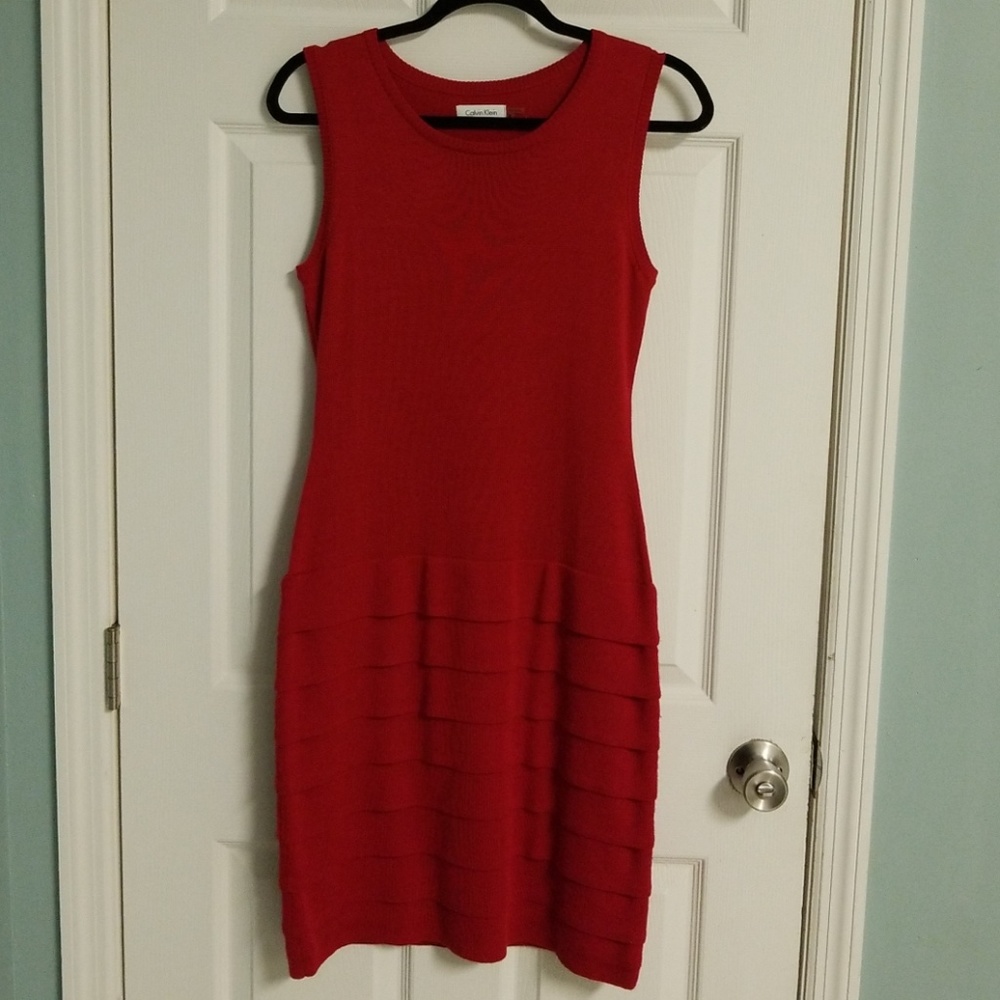 Calvin Klein Red Sweater Dress
